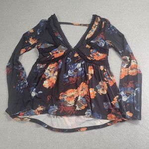 Anthropologie Maeve Riley Floral Multicolor Size XXSmall Top‎ V Neck Cottagecore